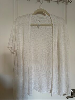 White Open-Knit Eyelet Cardigan